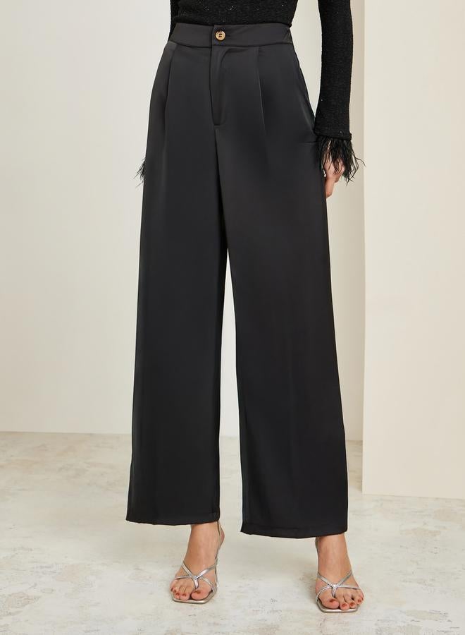 Styli Women Black Wide Leg Pants - Image 1
